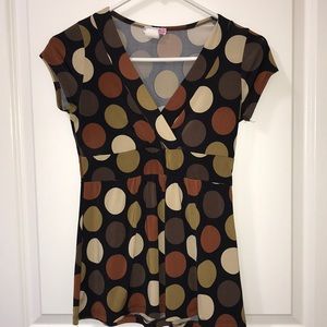 Body Central polka dot v-neck top - small